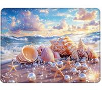 Tapis de Souris 29x24 cm Tapis Souris Gamer Bords Cousus Mousepad, Base en Imperméable Caoutchouc Antidérapante, Glissement Facile, Résistant aux Eclaboussures, Durable, Conque De Mer Perles w0j-278