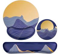 Tapis De Souris 3 En 1 Avec Coussin En Gel + Repose-Poignets, Clavier + Repose-Poignets, Tapis De Souris Ergonomique Avec Mousse À Mémoire De Forme, Tapis De Souris Antidérapant Pour La