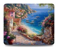 Tapis de Souris, 30 x 25cm Tapis de Bureau Mouse Pad Plage, Base en Caoutchouc Imperméable et Antidérapante, Offrez-Vous Une Glisse Ultra-Douce et Un Suivi Optimal, pour Travail, Jeux Bateau 0d-221