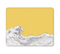 Tapis de Souris 300 x 250 x 3 mm, Mouse Pad avec Base en Caoutchouc Antidérapante, Bords Cousus, Tapis Souris pour Ordinateur de Bureau, PC, Laptop et Gaming - Jaune & Flots XS#724
