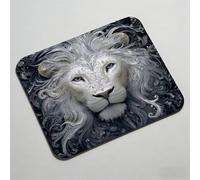 Tapis de Souris 300x250x3mm, Tapis de Souris Imperméable et Antidérapante, avec Motif, Mousepad Bords Cousus Précision, Texture de Qualité Supérieure, Compact et résistant Lion Blanc 0O-866