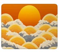 Tapis de Souris 340 x 280 mm, Jaune Tapis de Souris Antidérapant, k-3253 | Sous Main Bureau Imperméable Flots Mouse Pad, pour Bureau, PC, Ordinateur Portable Améliore la Précision et la Vitesse