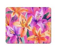 Tapis de Souris 400 x 300 x 3 mm, Mouse Pad avec Base en Caoutchouc Antidérapante, Bords Cousus, Tapis Souris pour Ordinateur de Bureau, PC, Laptop et Gaming - Violet & Lis XS#604