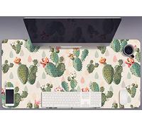 Tapis de Souris 45x90 cm Protection des Surfaces pour L’espace de Travail Idéal à la Maison Imperméable Facile à Nettoyer Antidérapante Bords Arrondis Vinyle PVC - Cactus