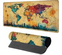 Tapis de Souris 700x400x3mm Carte du Monde, Tapis de Souris XXL Gaming Jaune, Grand Mouse Pad avec Rubber Base, Gaming Accessoire Bureau, Haute Précision et Vitesse, sous Main Bureau, pour PC, 8-5581