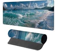 Tapis de Souris 700x400x3mm Flots, Tapis de Souris XXL Gaming Paysage, Grand Mouse Pad avec Rubber Base, Gaming Accessoire Bureau, Haute Précision et Vitesse, sous Main Bureau, pour Gamer, PC, H-9574
