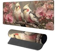 Tapis de Souris 700x400x3mm Oiseau, Tapis de Souris XXL Gaming Fleur, Grand Mouse Pad avec Rubber Base, Gaming Accessoire Bureau, Haute Précision et Vitesse, sous Main Bureau, pour Gamer, PC, 6-3236