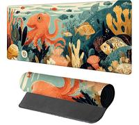 Tapis de Souris 700x400x3mm Poisson, Tapis de Souris XXL Gaming OcéAn, Grand Mouse Pad avec Rubber Base, Gaming Accessoire Bureau, Haute Précision et Vitesse, sous Main Bureau, pour Gamer, PC, 5-2158