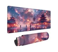 Tapis de Souris 80 x 40 cm, Japon Tapis de Souris Noir Motif avec Base en Caoutchouc Antidérapant, Imperméable Mouse Pad Bords Surpiqués Design pour Gaming Accessoire, Bureau, Cadeau -zzg2505MT