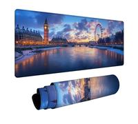 Tapis de Souris 800x400x3mm Big Ben, Londres Tapis de Bureau Gaming, Mouse Pad avec Base en Caoutchouc, Desk Mat avec Coutures sur Les Bords, Accessoire Gamer, pour Bureau Gaming Maison, Gamer, 4-8116