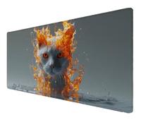 Tapis de Souris 800x400x3mm Flamme Chat sous Bord Cousu et Surface Imperméable Tapis Souris Base en Caoutchouc Antidérapante Améliore la Précision, pour Divers Ordinateurs École, Bureau, Maison Z-460
