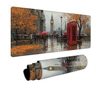Tapis de Souris 800x400x3mm Londres, Big Ben Tapis de Bureau Gaming, Mouse Pad avec Base en Caoutchouc, Desk Mat avec Coutures sur Les Bords, Accessoire Gamer, pour Bureau Gaming Maison, Gamer, 7-4385