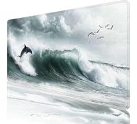 Tapis de Souris, 900 x 500 x 3 MM Tapis de Souris Beige, Grand Tapis Souris de Jeu avec flots, Imperméable, Texturée Résistant à Usure Lavable, pour Gamer, la Maison et Le Bureau XF-680