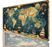 Tapis de Souris, 900 x 500 x 3 MM Tapis de Souris Bleu, Grand Tapis Souris de Jeu avec Carte du Monde, Imperméable, Texturée Résistant à Usure Lavable, pour Gamer, la Maison et Le Bureau XF-440