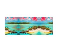 Tapis de souris à bords avec motif paysage des Caraïbes adapté pour une utilisation dans les bureaux, bibliothèques et maisons (30 cm × 80 cm)