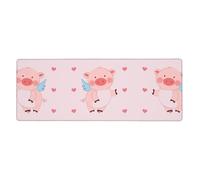 Tapis de souris à bords en forme de cochon volant de dessin animé adapté pour une utilisation dans les bureaux, bibliothèques et maisons (30 cm × 80 cm)