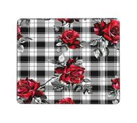 Tapis de souris à carreaux rose avec bords cousus base en caoutchouc antidérapant pour ordinateur portable 22 x 18 cm