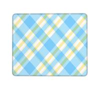 Tapis de souris à grille bleue et jaune - Base en caoutchouc antidérapant - Tapis de bureau de jeu étendu - Tapis de clavier personnalisé pour PC, ordinateur portable, bureau, maison