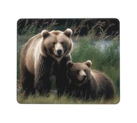 Tapis de souris « A mother and a cub bears » avec bords cousus, confortable avec base en caoutchouc antidérapant, lavable, pour ordinateur portable, bureau, 25,4 x 30,5 cm