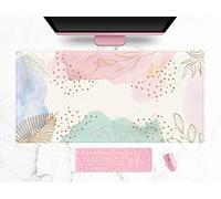 Sous-main de bureau avec motif bohème pastel, tapis de clavier et souris sans fil XXL pour bureau et maison, couverture complète, mignon, style abstrait, 80 x 40 cm