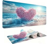 Tapis de Souris AAA XXL 1000 x 500 mm Grand Tapis de Bureau Bords Cousus Imperméable Antidérapant,Ordinateur Portable Améliore la précision et la Vitesse. Gamer, Amour Plage de Sable w0w-981