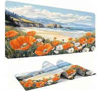 Tapis de Souris AAA XXL 1000 x 500 mm Grand Tapis de Bureau Bords Cousus Imperméable Antidérapant,Ordinateur Portable Améliore la précision et la Vitesse. Gamer, Plage de Sable Fleurs w0w-692