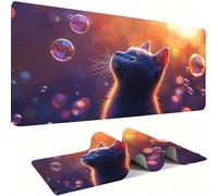 Tapis de Souris AAA XXL 700 x 300 mm Grand Tapis de Bureau Bords Cousus Imperméable Antidérapant,Ordinateur Portable Améliore la précision et la Vitesse. pour Gamer, Ordinateur, PC, chat bulle w0w-324