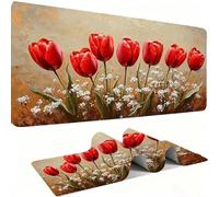 Tapis de Souris AAA XXL 800 x 400 mm Grand Tapis de Bureau Bords Cousus Imperméable Antidérapant,Ordinateur Portable Améliore la précision et la Vitesse. pour Gamer, Ordinateur, PC, Lys Rouge w0w-925