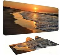 Tapis de Souris AAA XXL 900 x 400 mm Grand Tapis de Bureau Bords Cousus Imperméable Antidérapant,Ordinateur Portable Améliore la précision et la Vitesse. Gamer, Plage de sable Soleil couchant 7 w0w212