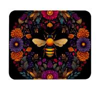 Tapis de souris, abeille dans une couronne de fleurs colorées, tapis de souris lavable avec base en caoutchouc antidérapant, tapis de souris de jeu épais pour ordinateur portable, bureau et maison