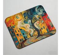 Tapis de Souris Abstrait Petite Ville, Tapis de Souris Gaming Base en Caoutchouc Antidérapante, Imperméable, Mousepad Petit Portable pour Bureau Maison, PC et Ordinateur Portable 500x250x3mm 0O-196