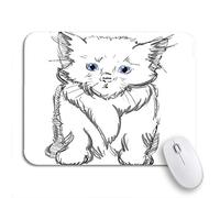 Tapis De Souris Adorable Chat Esquissé Petit Chaton Mignon Monochrome À Main Levée Tapis De Souris D'Ordinateur Doux Tapis De Souris Carré, pour Ordinateur, Ordinateur Portable, 25 x 30cm