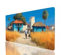 Tapis de Souris Afrique Imperméable Tapis Souris xxl 1000x500x3mm Gaming Mouse Pad Village Cousez les Bords Base en caoutchouc Antidérapante, Mouse Pad pour Ordinateur Portable Clavier Gamer Model5526