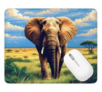Tapis de Souris Afrique Tapis Souris 200 x 150 mm Bords Cousus, Q-2345 | Éléphant Mouse Pad Petit, avec Antidérapante Mousepad, pour PC, Ordinateur Portable Améliore la Précision et la Vitesse
