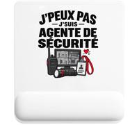 Tapis de Souris Agente de Sécurité J'peux Pas | Tapis Ergonomique 22 × 18 cm Repose-Poignet Mousse | Bureau Télétravail Études | Idée Cadeau Vigile Collègue Noël