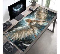 Tapis de Souris Aile Grand Tapis Souris XXL, Noir Mouse Pad Bureau Gamer, à Bords Cousus, Base en Caoutchouc Antidérapante, sous Main pour Clavier et Mouse Pad, Cadeau 70 x 30 cm PjY9552 B-4