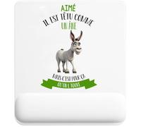 Tapis de Souris Aimé il est têtu comme Un âne mais C'est pour ça qu'on l'adore | Tapis Ergonomique 22 × 18 cm Repose-Poignet en Mousse | Bureau Télétravail Études