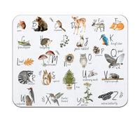 Tapis De Souris Alphabet des Animaux Tapis De Souris Carré Glissement Facile Tapis Souris, pour Maison, Jeux, 25x30cm