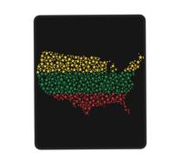 Tapis De Souris America Map Stars Black History Month sous-Main Parfait Mousepad Anti-Dérapant Mouse Pad pour Table Voyage Travail 25X30CM