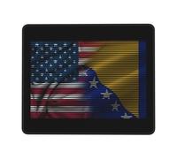 Tapis De Souris American Flag and Bosnian Flag sous-Main Parfait Mousepad Anti-Dérapant Tapis De Bureau pour Voyage Table Travail 25X30CM