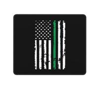 Tapis De Souris American Flag Thin Green Line sous-Main Parfait Mousepad Anti-Dérapant Mouse Pad pour Claviers Travail Voyage 25X30CM