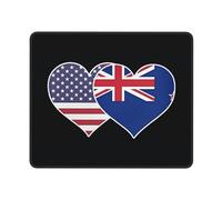 Tapis De Souris American New Zealand Flag Heart Mousepad Antidérapante Mouse Pad Résistant Aux Eclaboussures Accessoires De Jeu pour Travail Jeu Bureau L