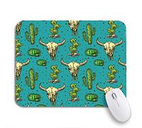 Tapis De Souris Amérique Colorée Beau Cactus Et Crâne De Vache Vert Tapis De Souris Carré Glissement Facile Tapis Souris, pour Jeux, Ordinateur Portable, 25 x 30cm