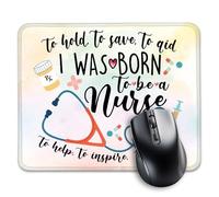 Tapis de souris amusant avec inscription « I was Born to Be a Nurse » - Cadeau de remise de diplôme pour femme, infirmière, collègue de travail, accessoire de bureau, cadeau pour femme, infirmière