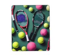 Tapis de souris amusant avec raquettes de tennis et balles de tennis imprimées, pour ordinateur portable, 25,4 x 30,5 cm, bureau 20 x 24,1 cm