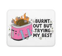 Tapis de souris amusant en santé mentale, Burnt Out But Trying My Best Sarcastique pour le travail, souris sans fil, ordinateurs, ordinateurs portables, fournitures de bureau amusantes, 30 x 24,9 cm
