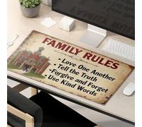Tapis de souris amusant pour le travail, règles de famille : amour, vérité, pardonner, mots gentils Tapis de souris Tapis de souris Gaming Accessoires de bureau amusants