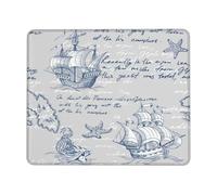 Tapis De Souris Ancien Voilier Vintage Sea Mon-Ster Geographical Mousepad De Bureau Durables Tapis De Souris De Jeu sous-Main pour Clavier Et Souris pour Pc Gaming Souris 25X30Cm