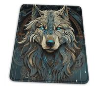 Tapis De Souris, Anciennes Runes Nordiques Représentant Un Loup Viking Doux Mousepad Durable Tapis Souris pour Claviers Bureau Ordinateur 25X30cm