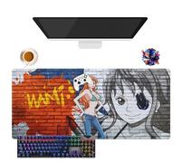 Tapis de Souris Anime One NaMi Nico Robin Piece | Tapis de Souris Lavable Géant XL | Prise Antidérapante + Bordures Renforcées (3, 35.4" × 15.7" × 0.12")